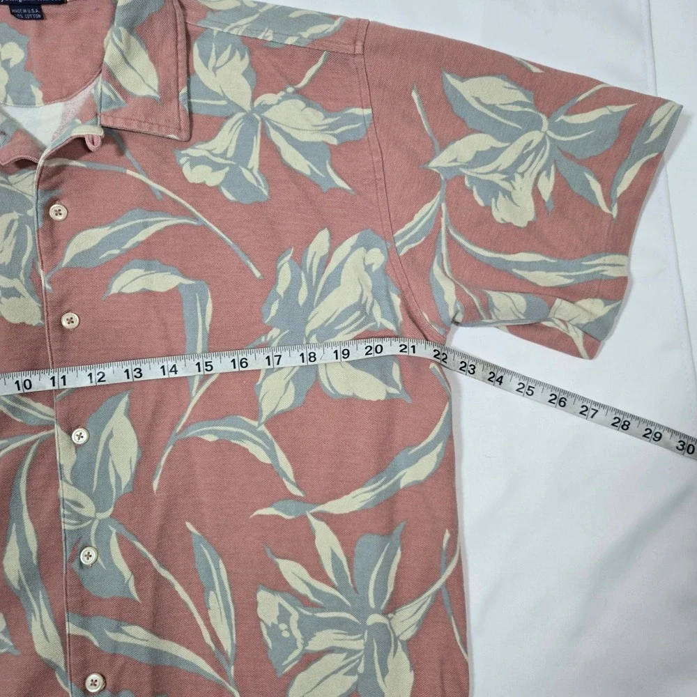 Vintage Polo Ralph Lauren Mens L Hawaiian Shirt USA Made Pink Floral Camp 90s